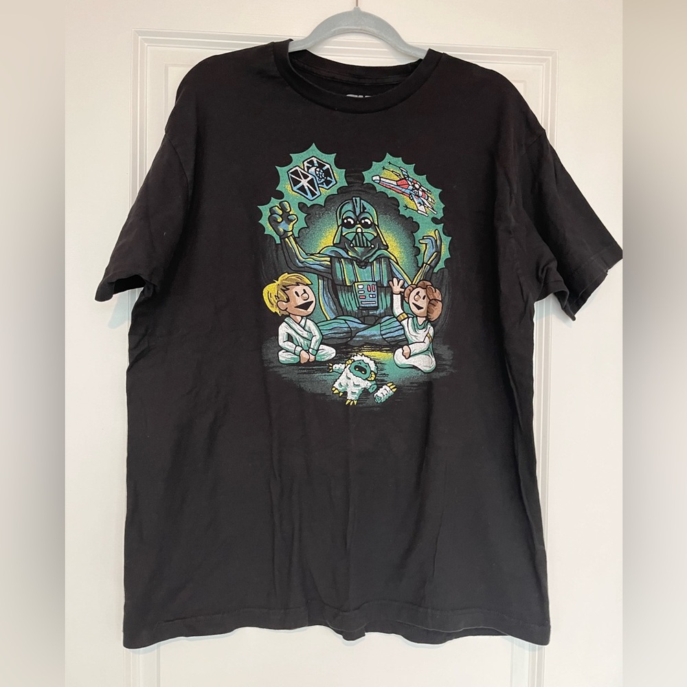 Star Wars Luke Skywalker Darth Vader Princess Leia Black T Shirt Sz XL